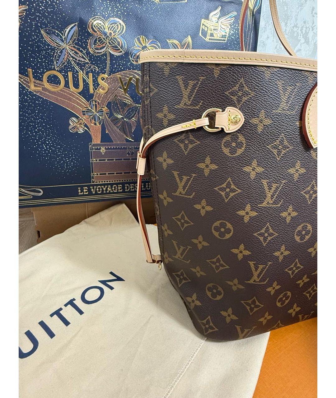 LOUIS VUITTON Коричневая кожаная сумка тоут, фото 8