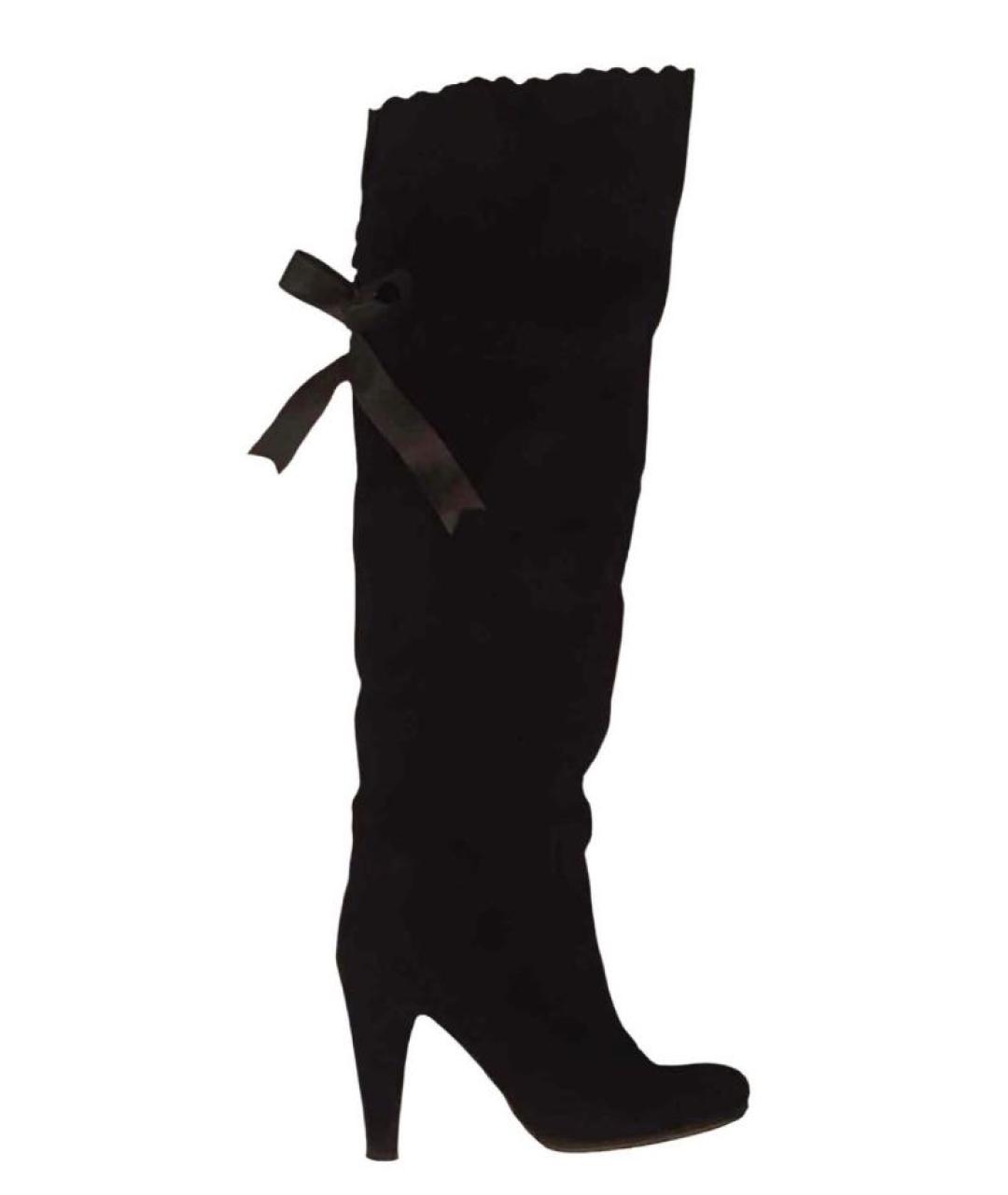 RED VALENTINO Черные замшевые ботфорты, фото 9