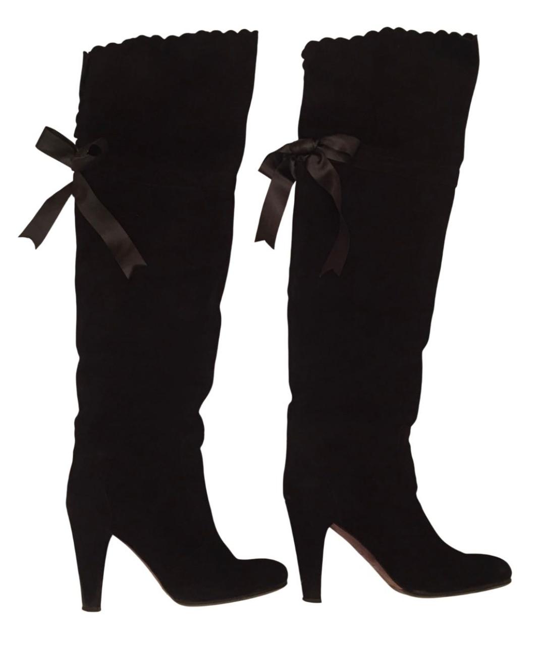 RED VALENTINO Черные замшевые ботфорты, фото 2