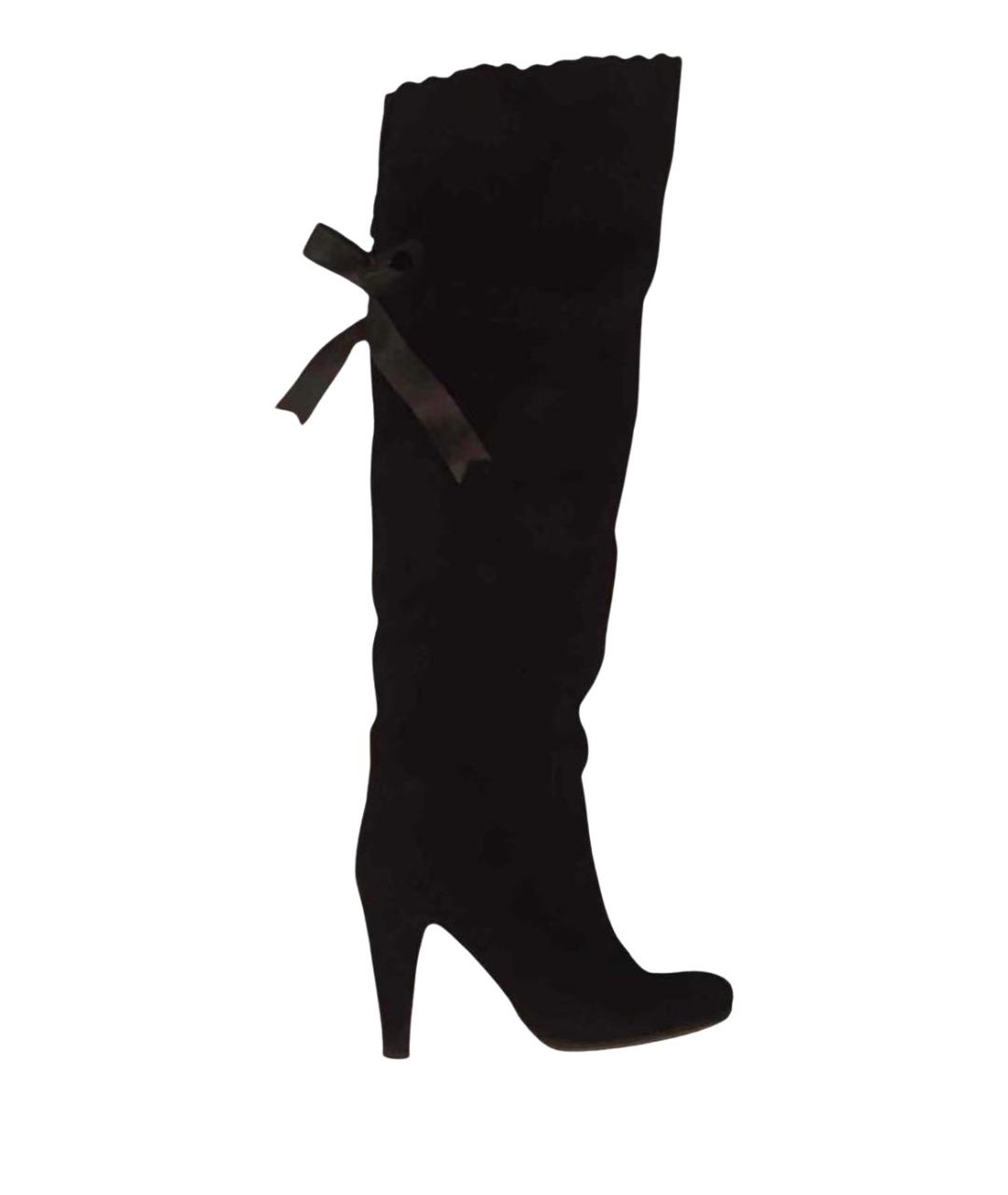 RED VALENTINO Черные замшевые ботфорты, фото 1