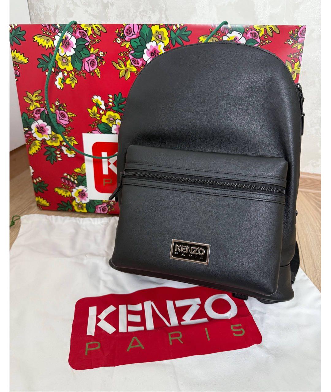 KENZO Черный кожаный рюкзак, фото 2