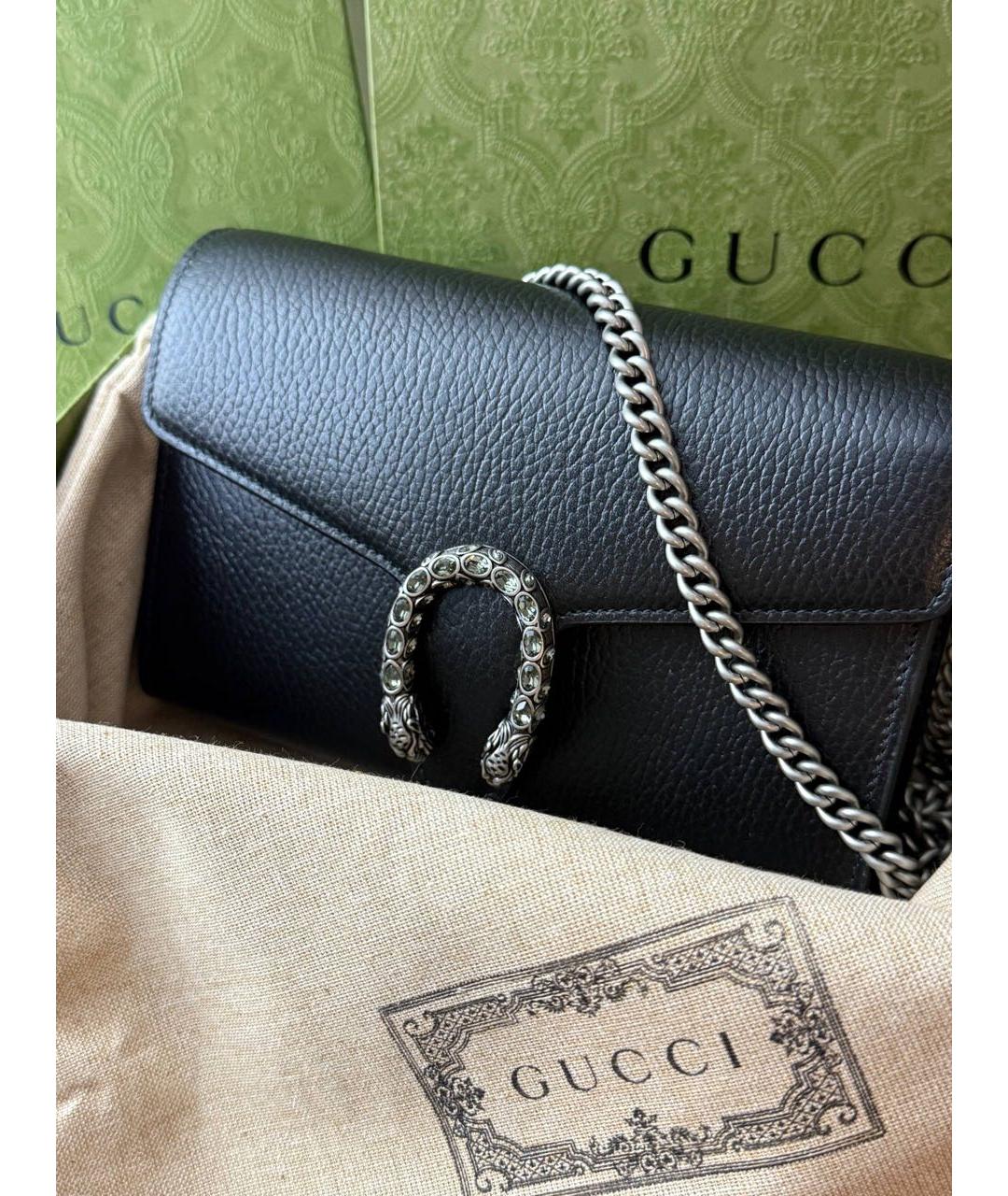 GUCCI Черная кожаная сумка через плечо, фото 6