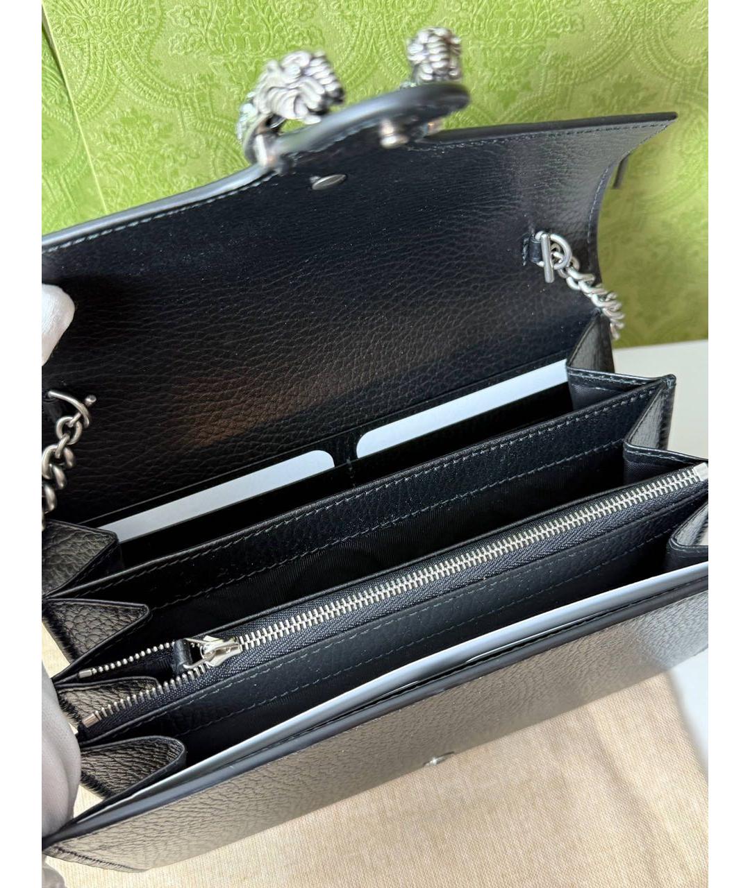 GUCCI Черная кожаная сумка через плечо, фото 5