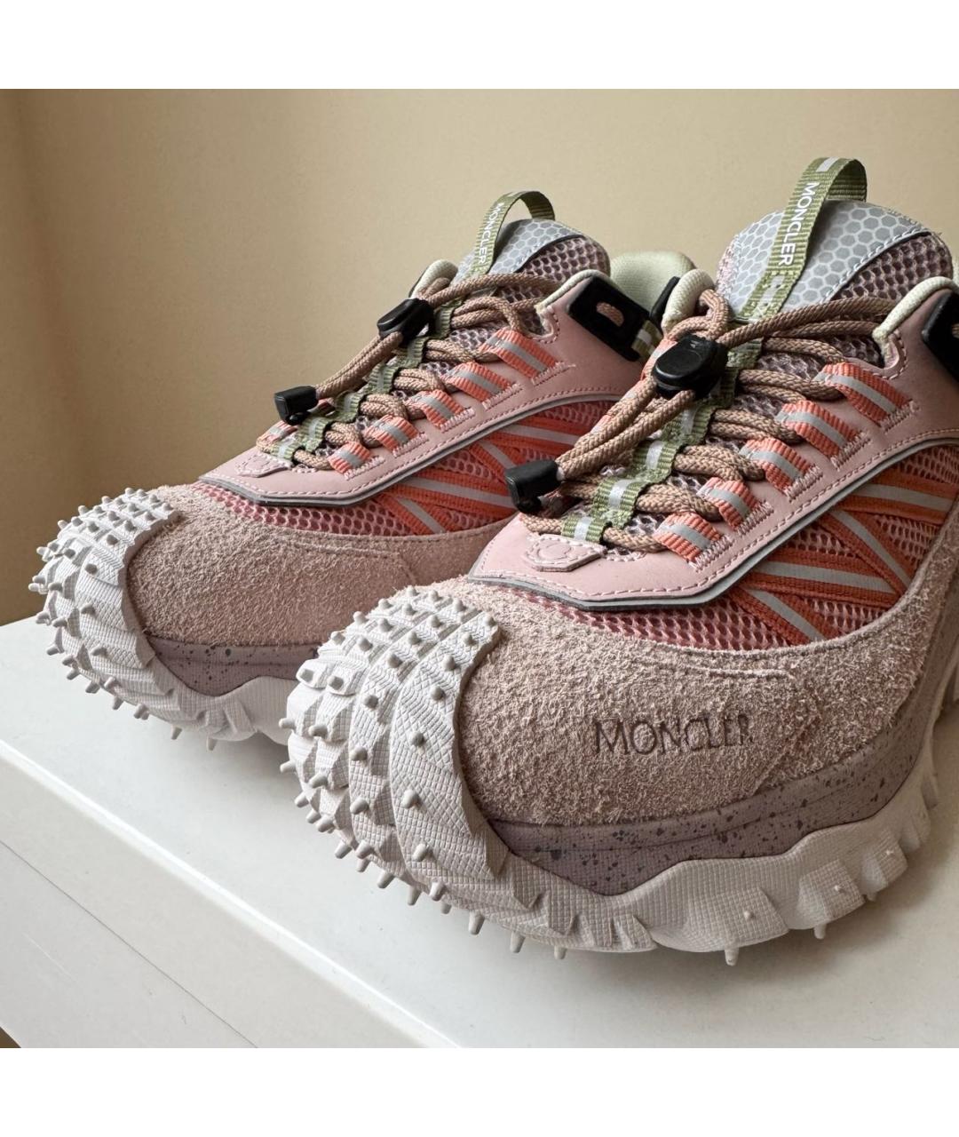 MONCLER Розовые замшевые кроссовки, фото 4