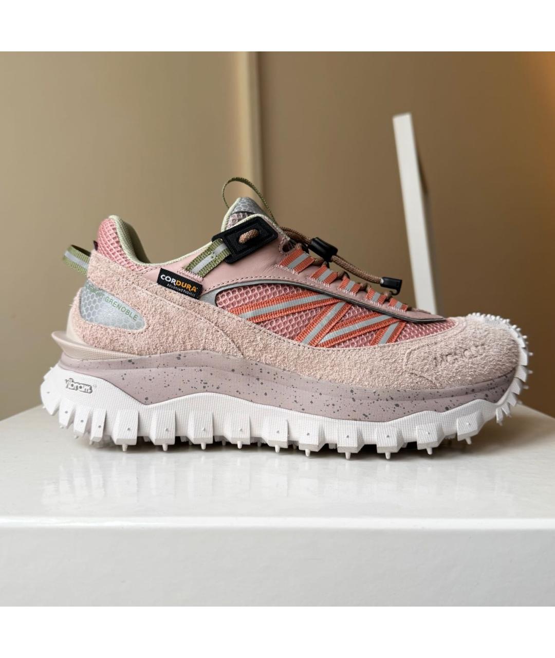 MONCLER Розовые замшевые кроссовки, фото 9