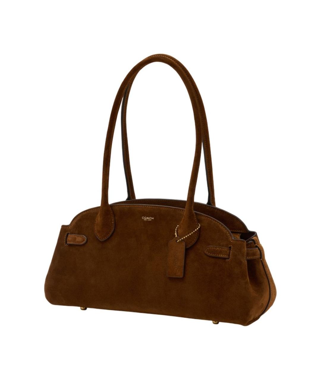 COACH Коричневая замшевая сумка тоут, фото 2