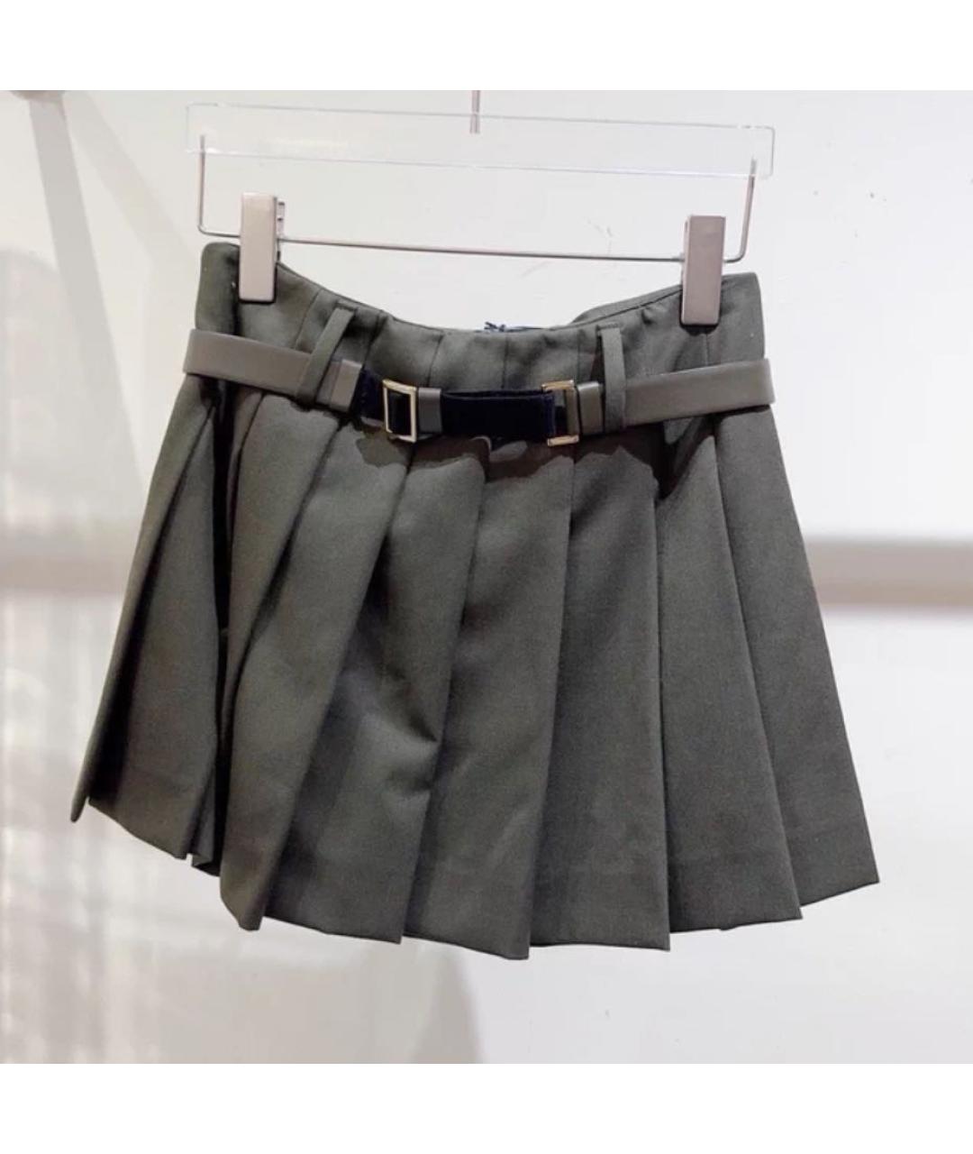 PRADA Серая хлопковая юбка мини, фото 6