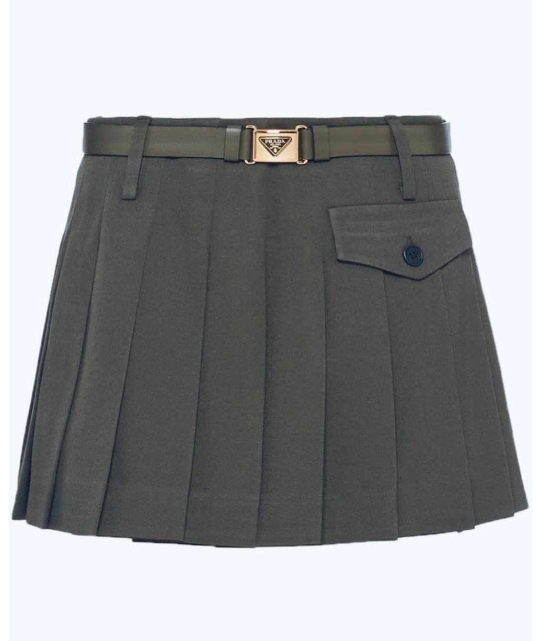 PRADA Серая хлопковая юбка мини, фото 8