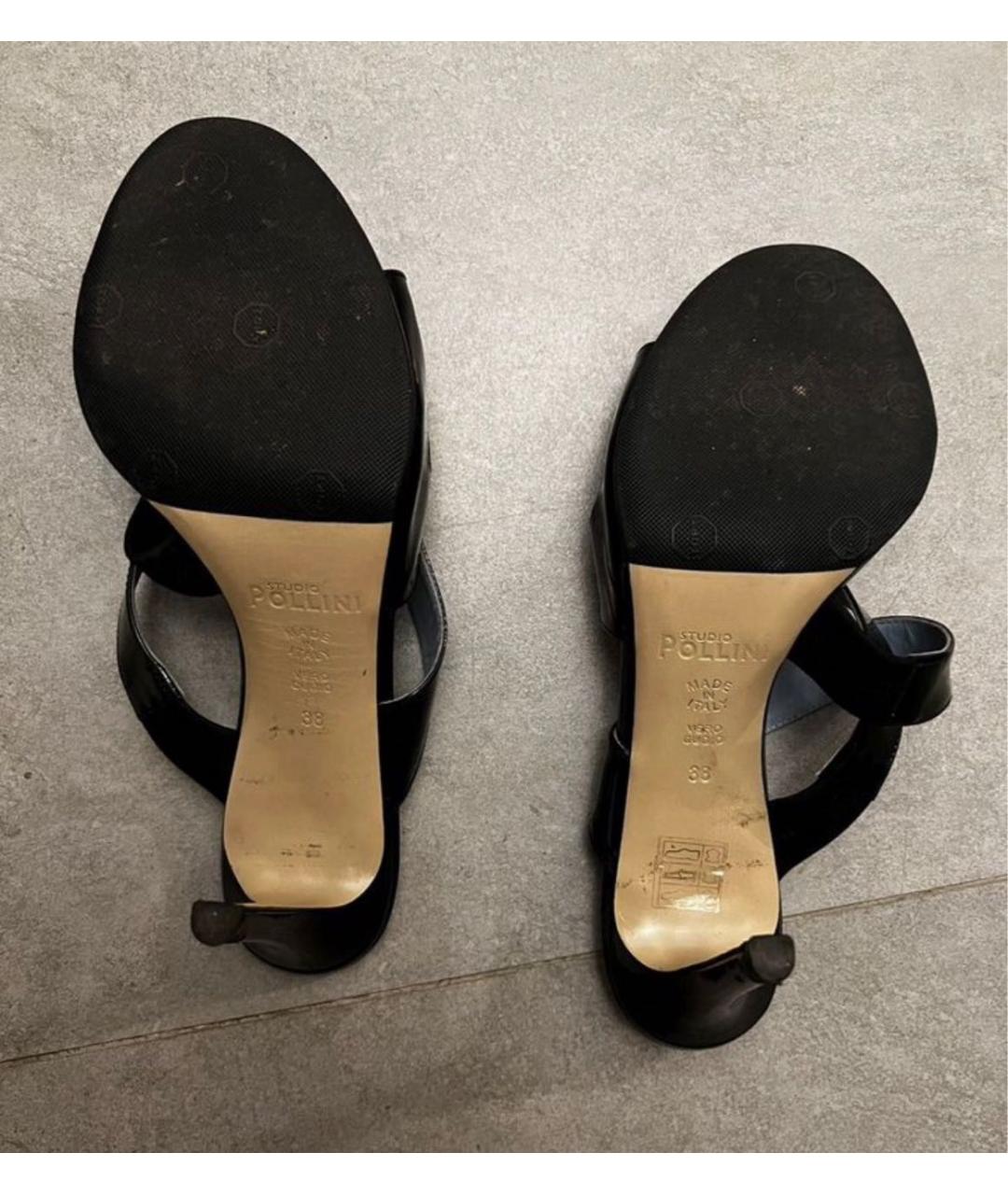 POLLINI Черные мюли из лакированной кожи, фото 4
