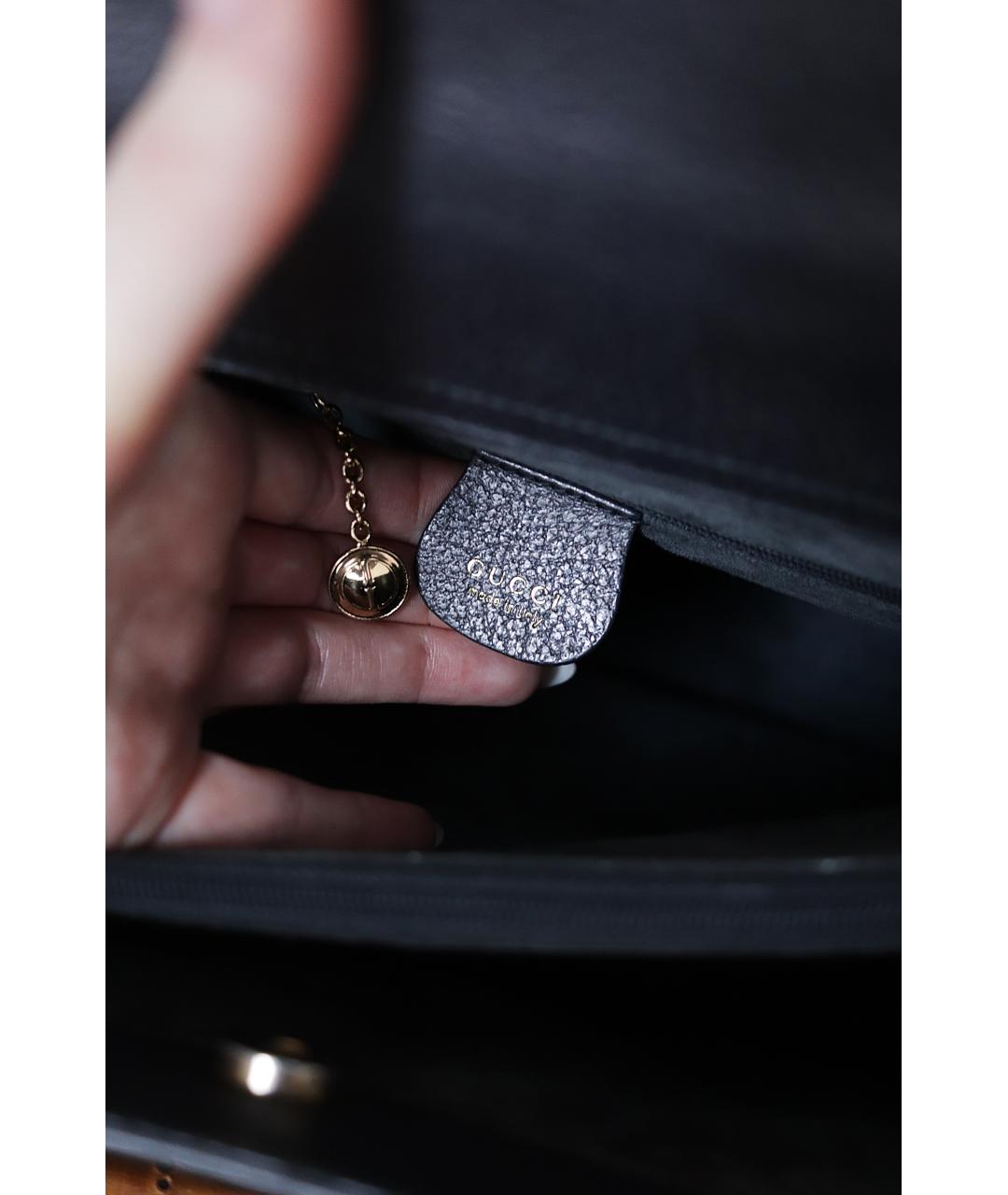 GUCCI Черная кожаная сумка с короткими ручками, фото 5