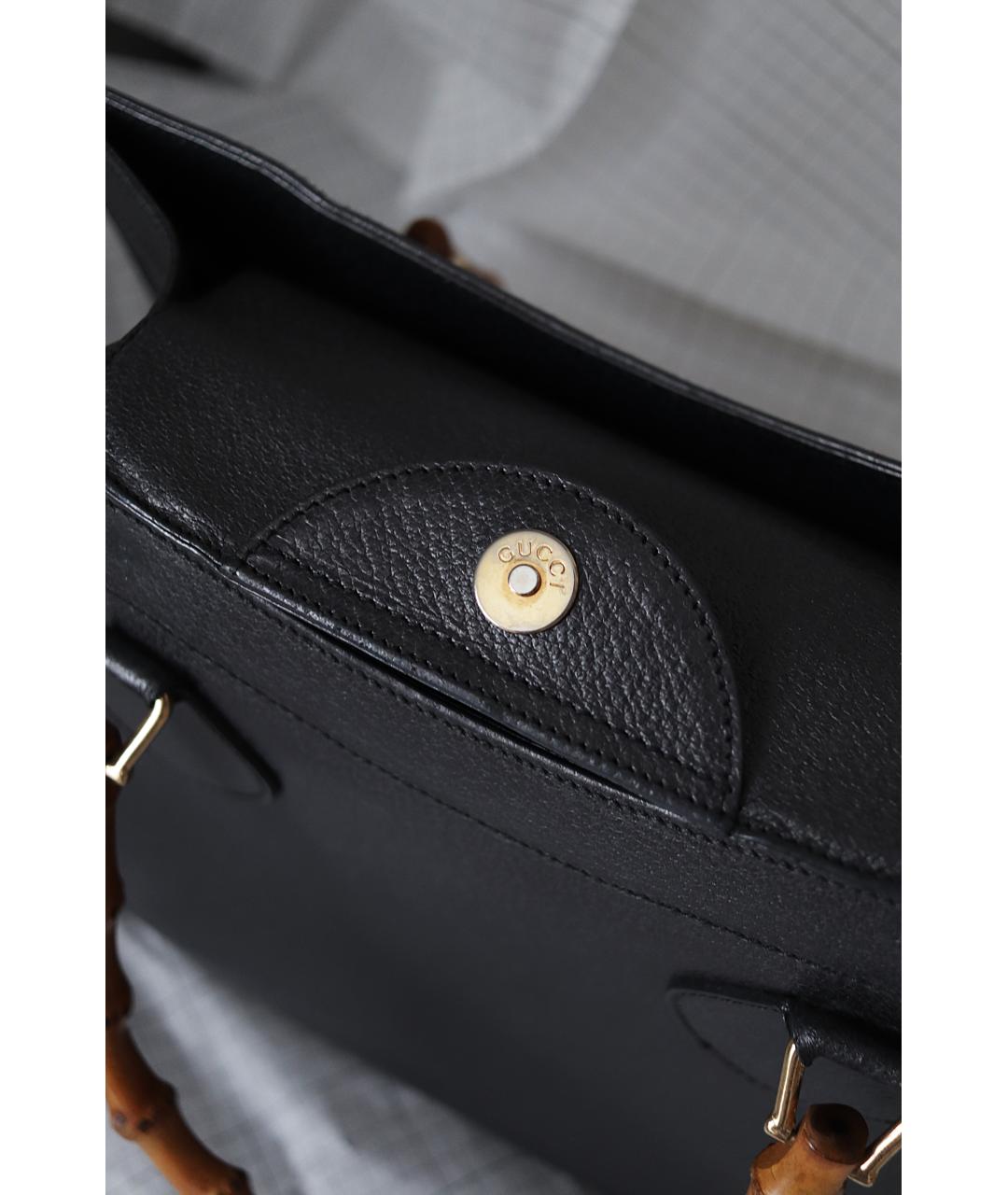 GUCCI Черная кожаная сумка с короткими ручками, фото 4