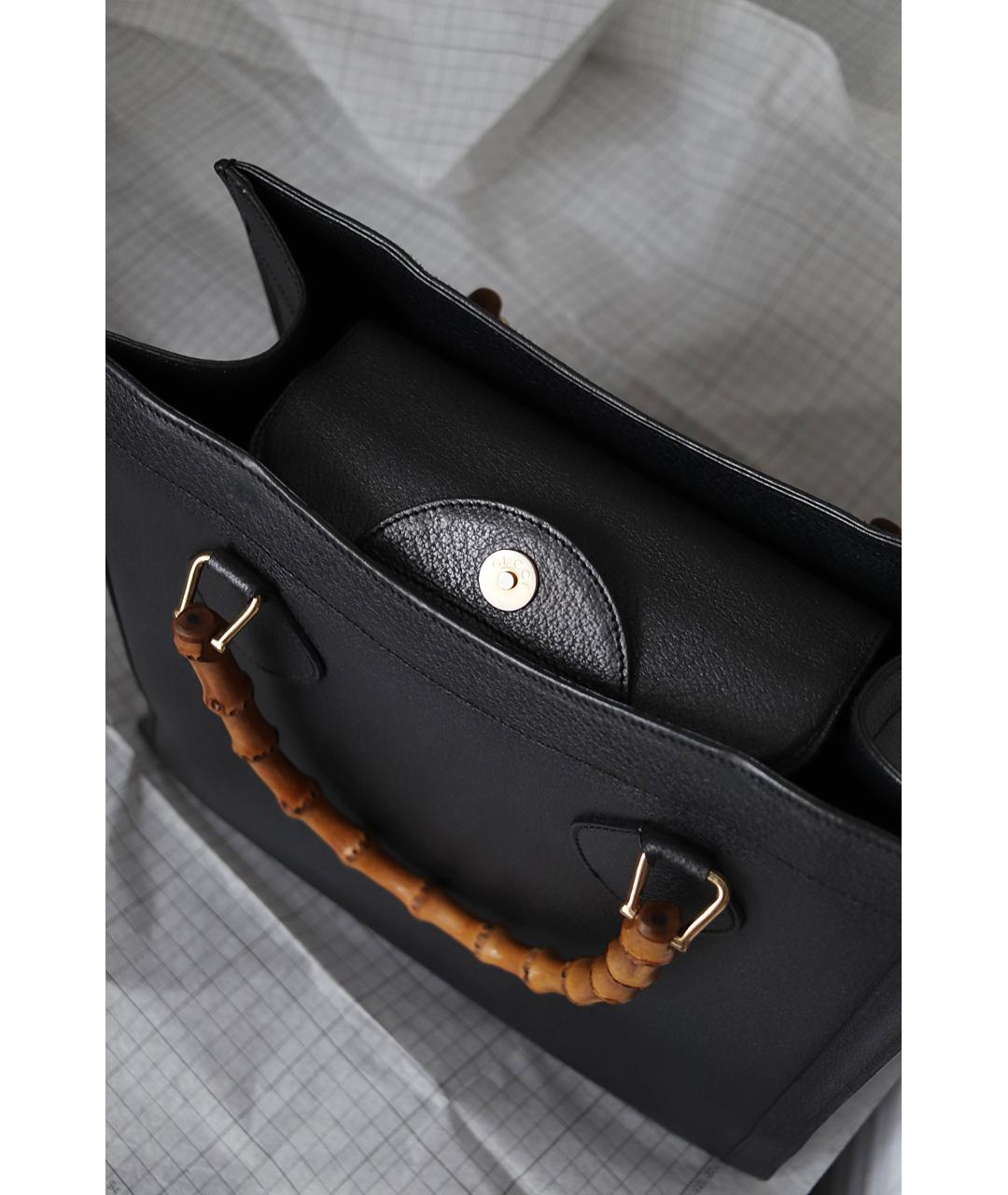 GUCCI Черная кожаная сумка с короткими ручками, фото 7