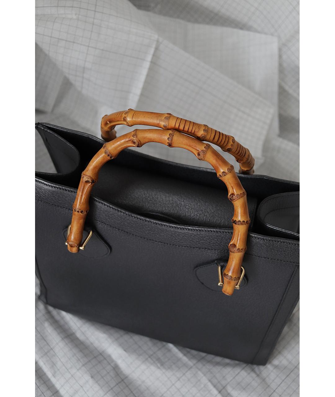 GUCCI Черная кожаная сумка с короткими ручками, фото 3