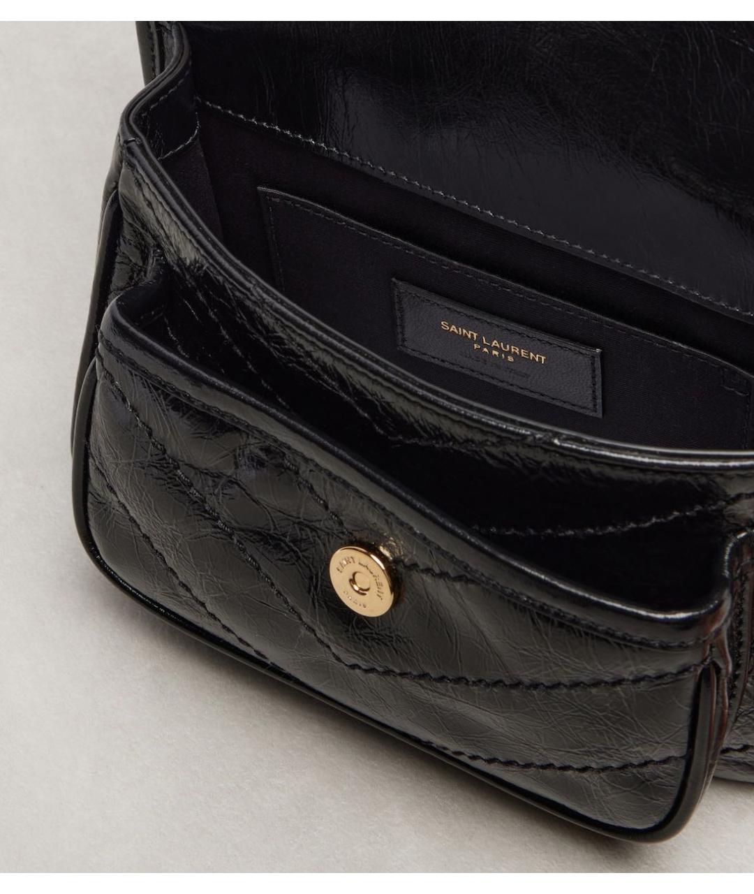 SAINT LAURENT Черная кожаная сумка через плечо, фото 3