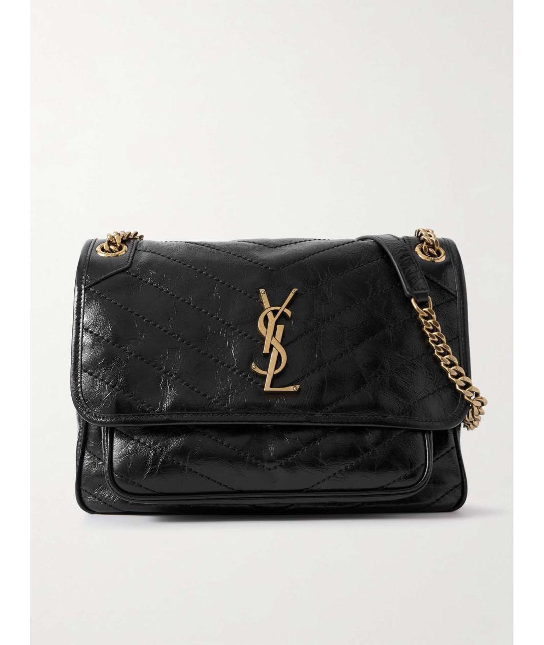 SAINT LAURENT Черная кожаная сумка через плечо, фото 2