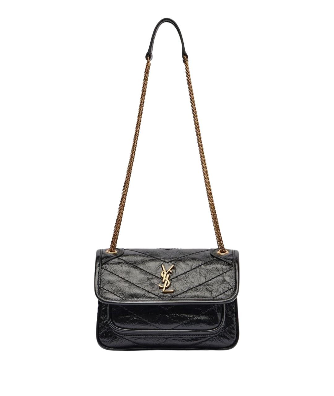 SAINT LAURENT Черная кожаная сумка через плечо, фото 1