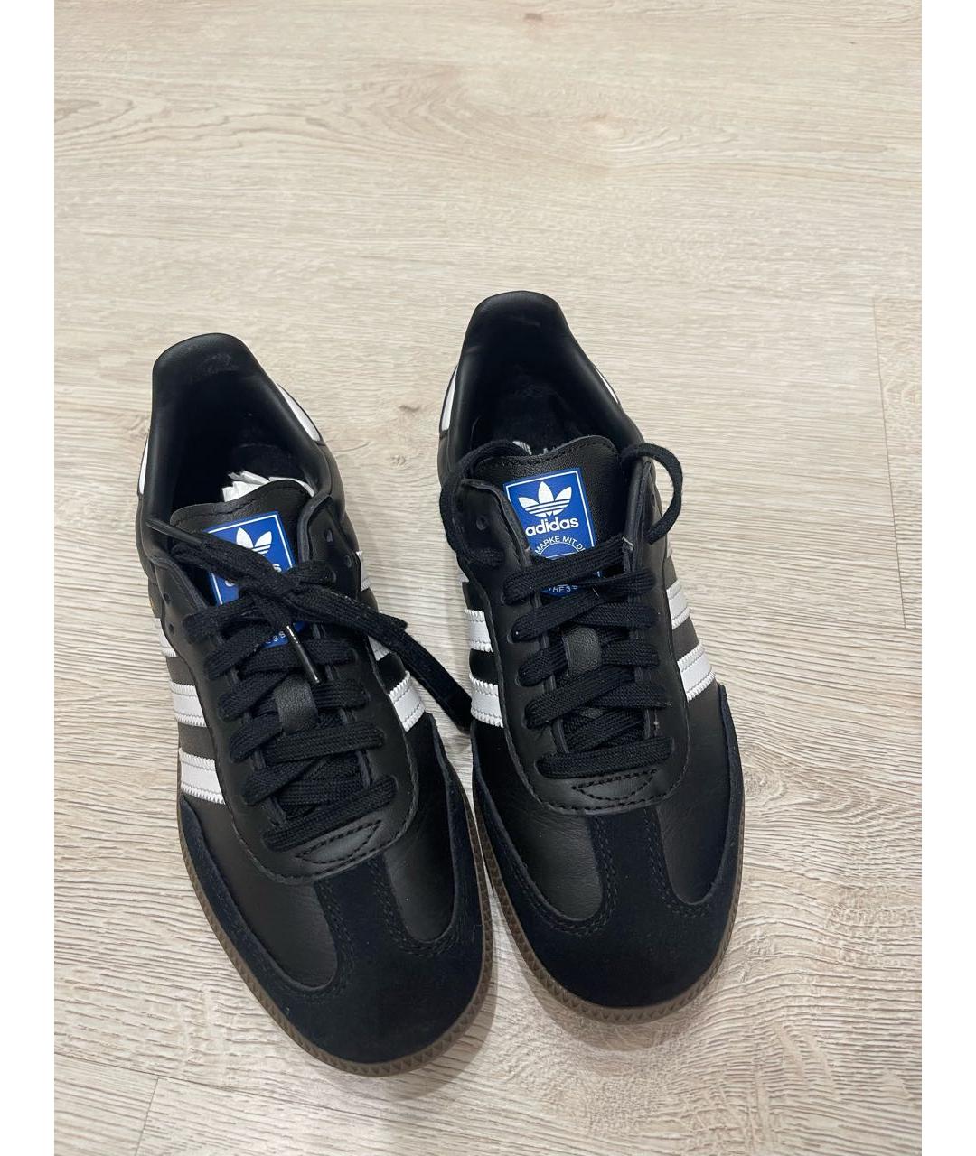 ADIDAS Черные кожаные кеды, фото 2