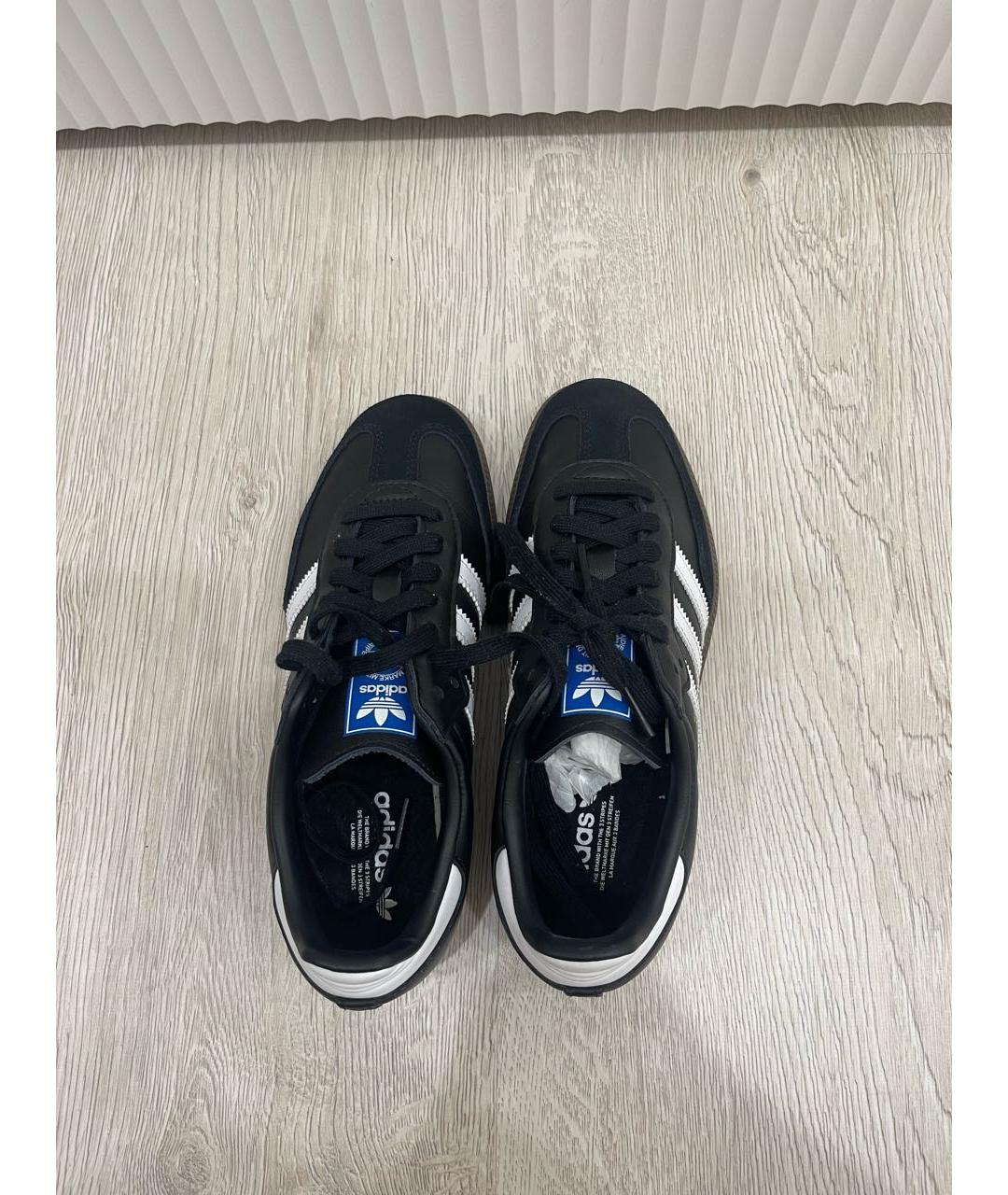 ADIDAS Черные кожаные кеды, фото 3