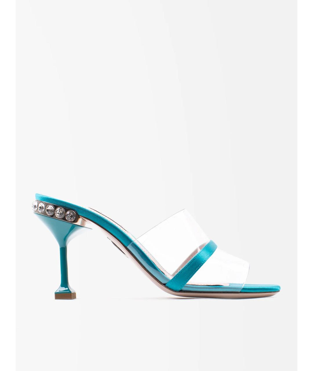 MIU MIU Бирюзовые текстильные мюли, фото 5