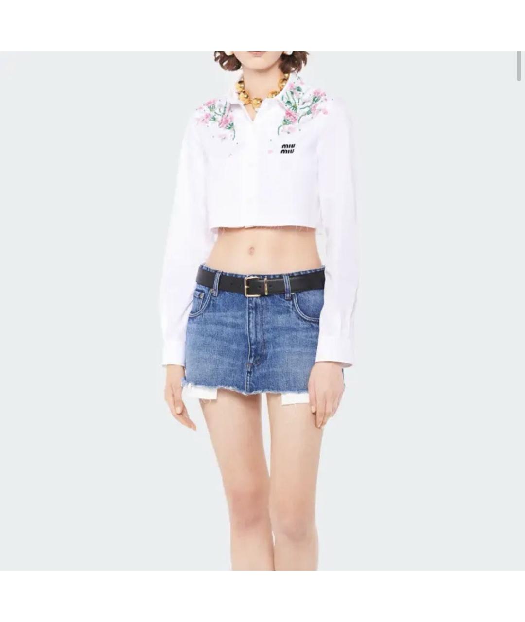 MIU MIU Белая хлопковая юбка мини, фото 2