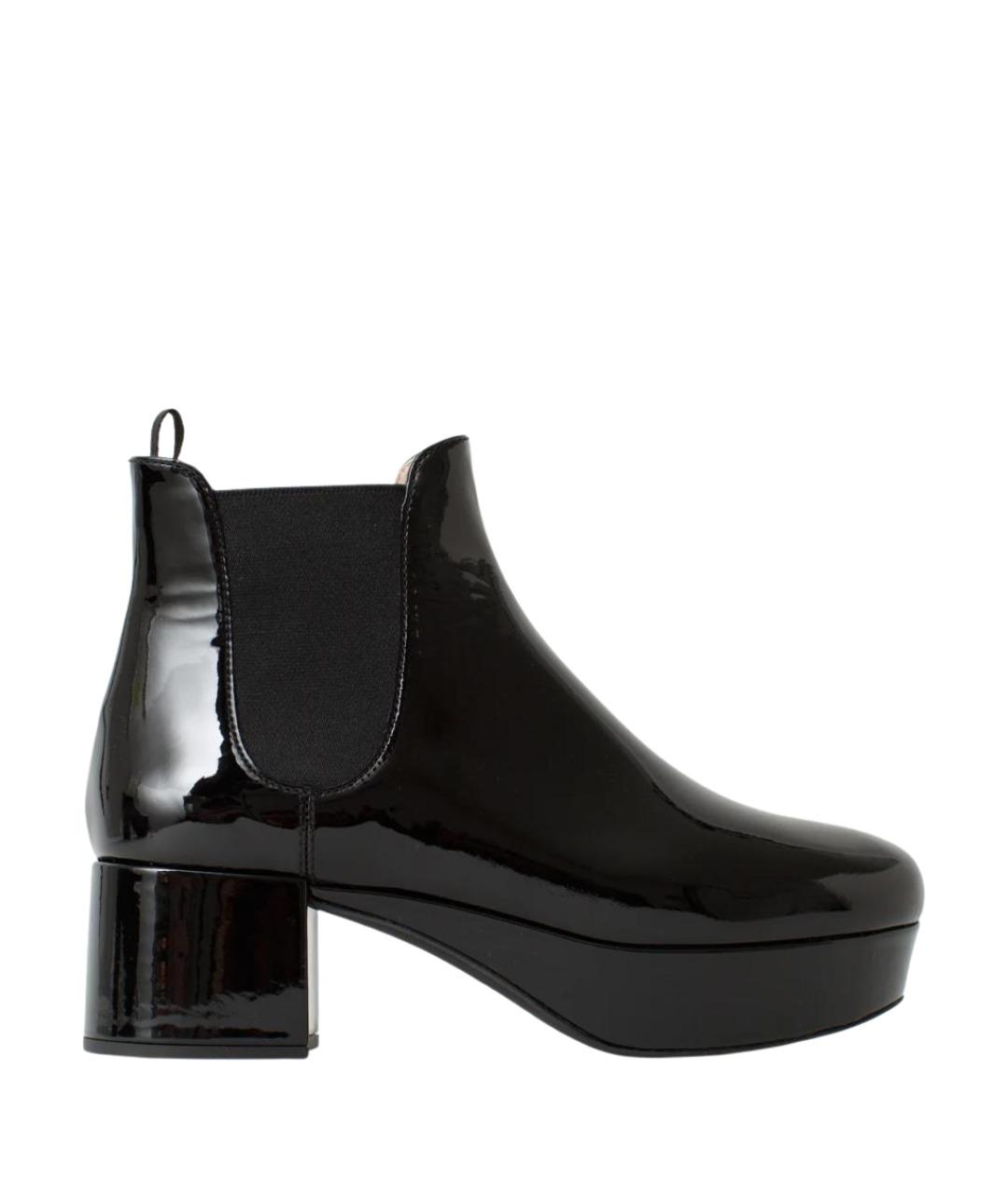 MIU MIU Черные ботильоны из лакированной кожи, фото 1