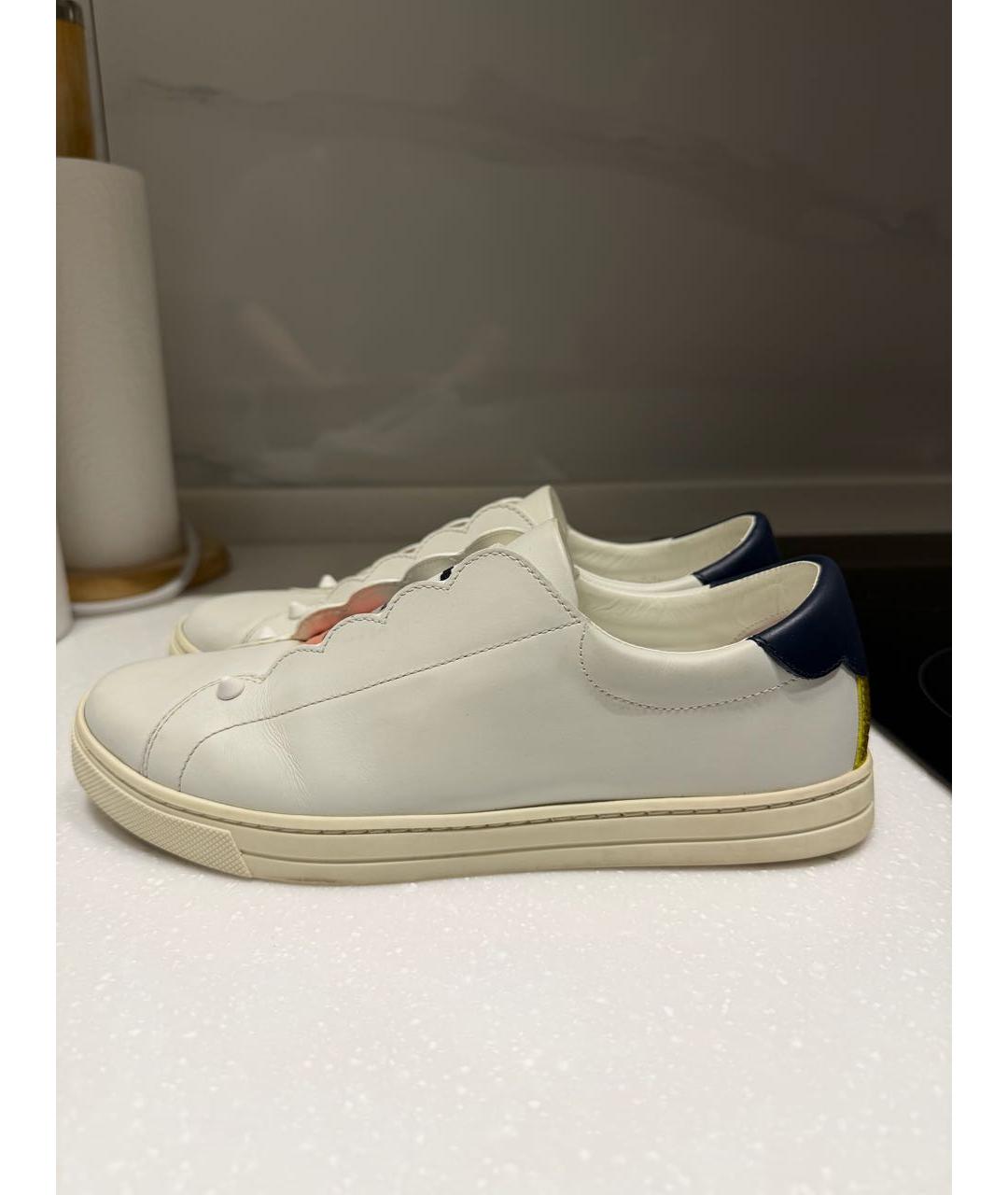 FENDI Белые кожаные кеды, фото 9