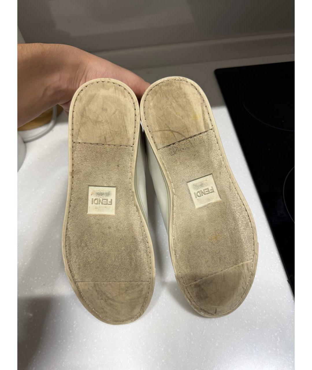 FENDI Белые кожаные кеды, фото 7