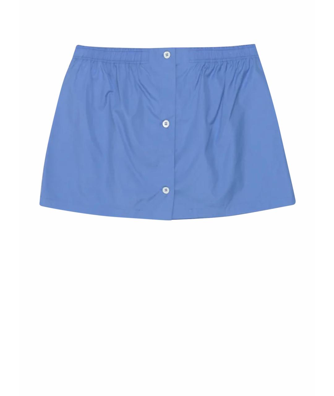 MIU MIU Голубая хлопковая юбка мини, фото 1