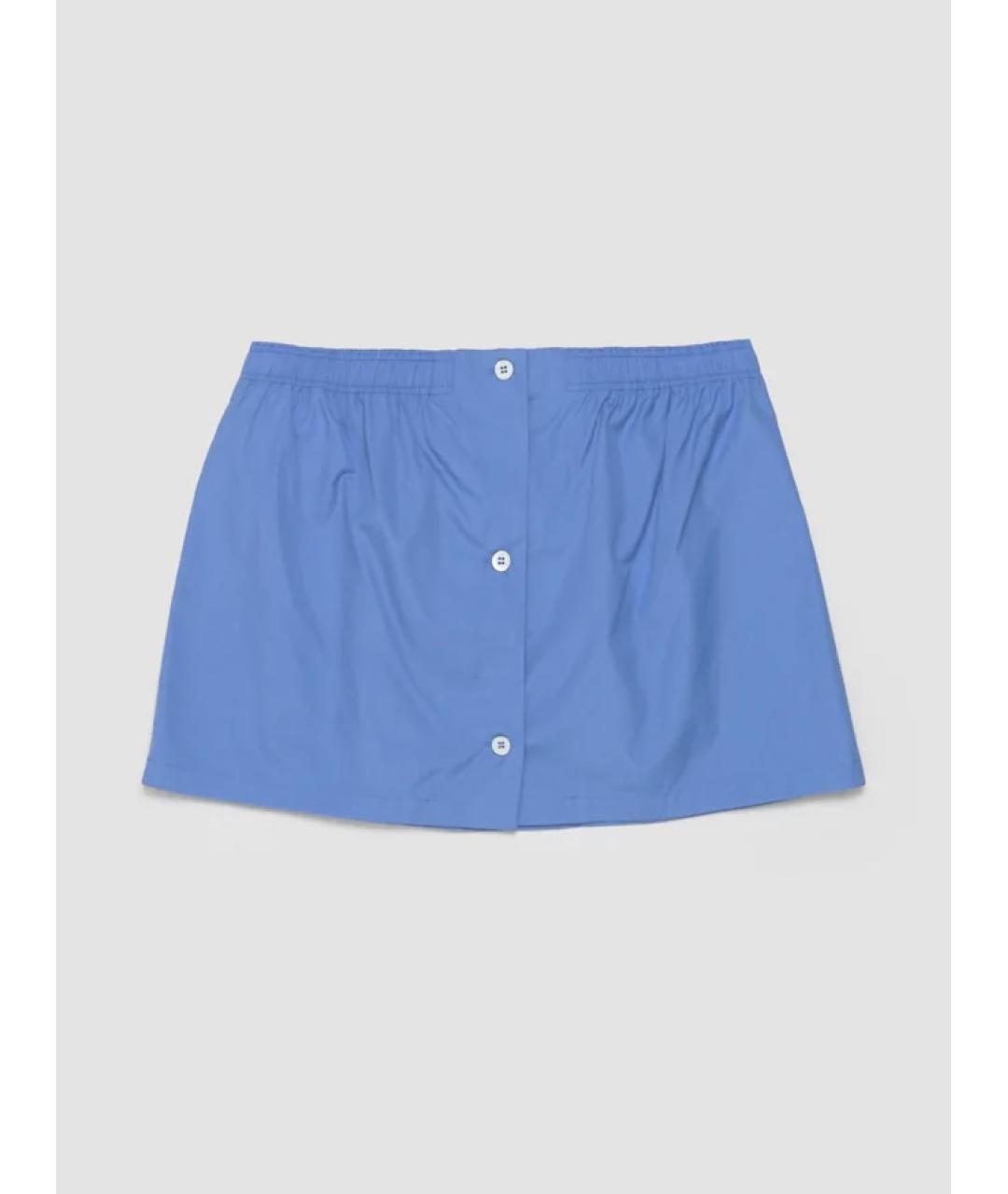MIU MIU Голубая хлопковая юбка мини, фото 4