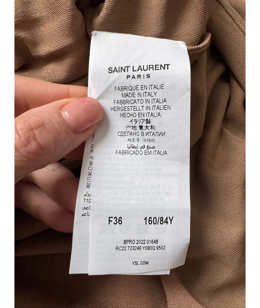 YVES SAINT LAURENT BEAUTY Горчичное вискозное коктейльное платье, фото 3