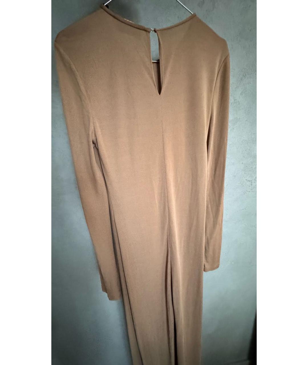 YVES SAINT LAURENT BEAUTY Горчичное вискозное коктейльное платье, фото 2