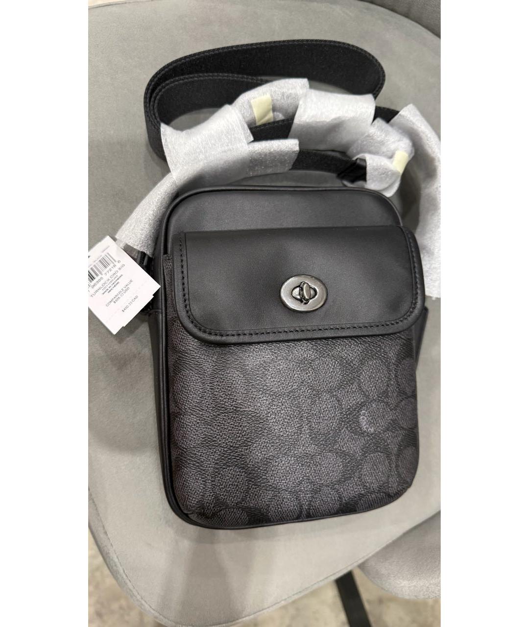 COACH Черная кожаная сумка на плечо, фото 2