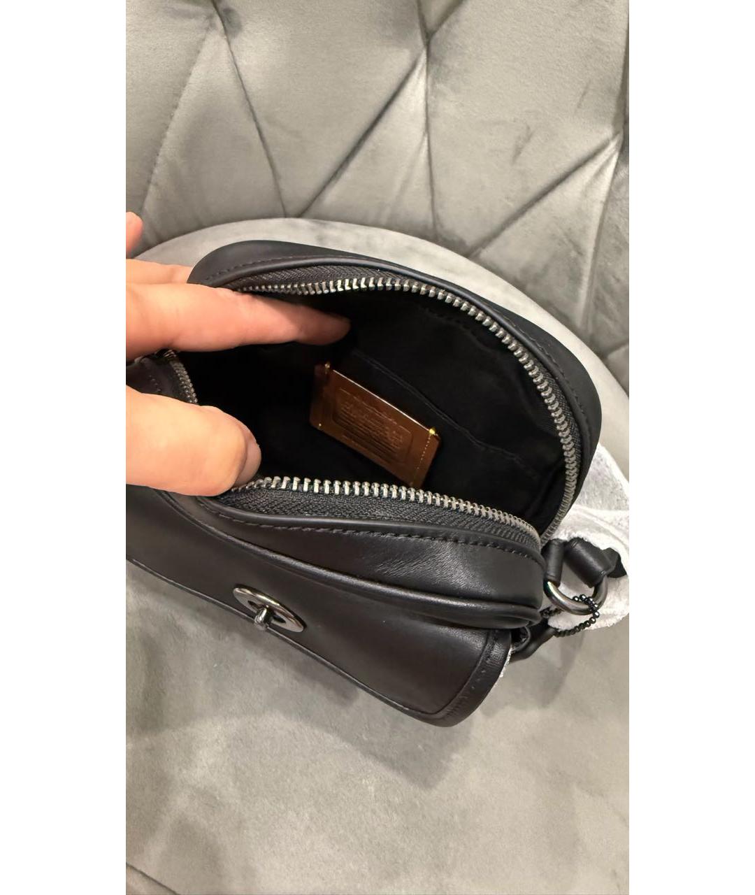 COACH Черная кожаная сумка на плечо, фото 6