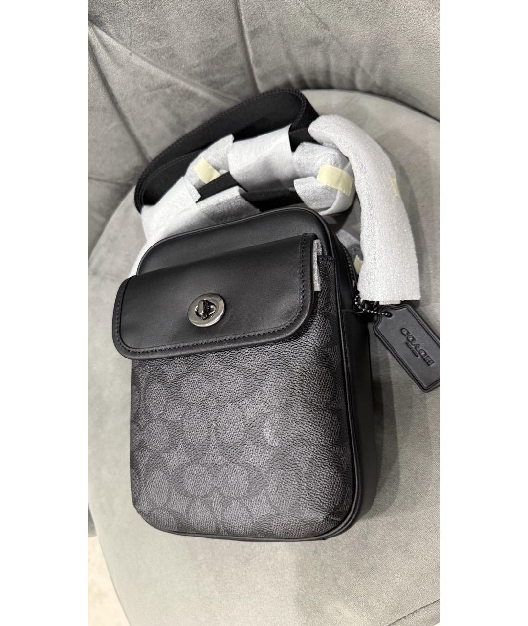 COACH Черная кожаная сумка на плечо, фото 3