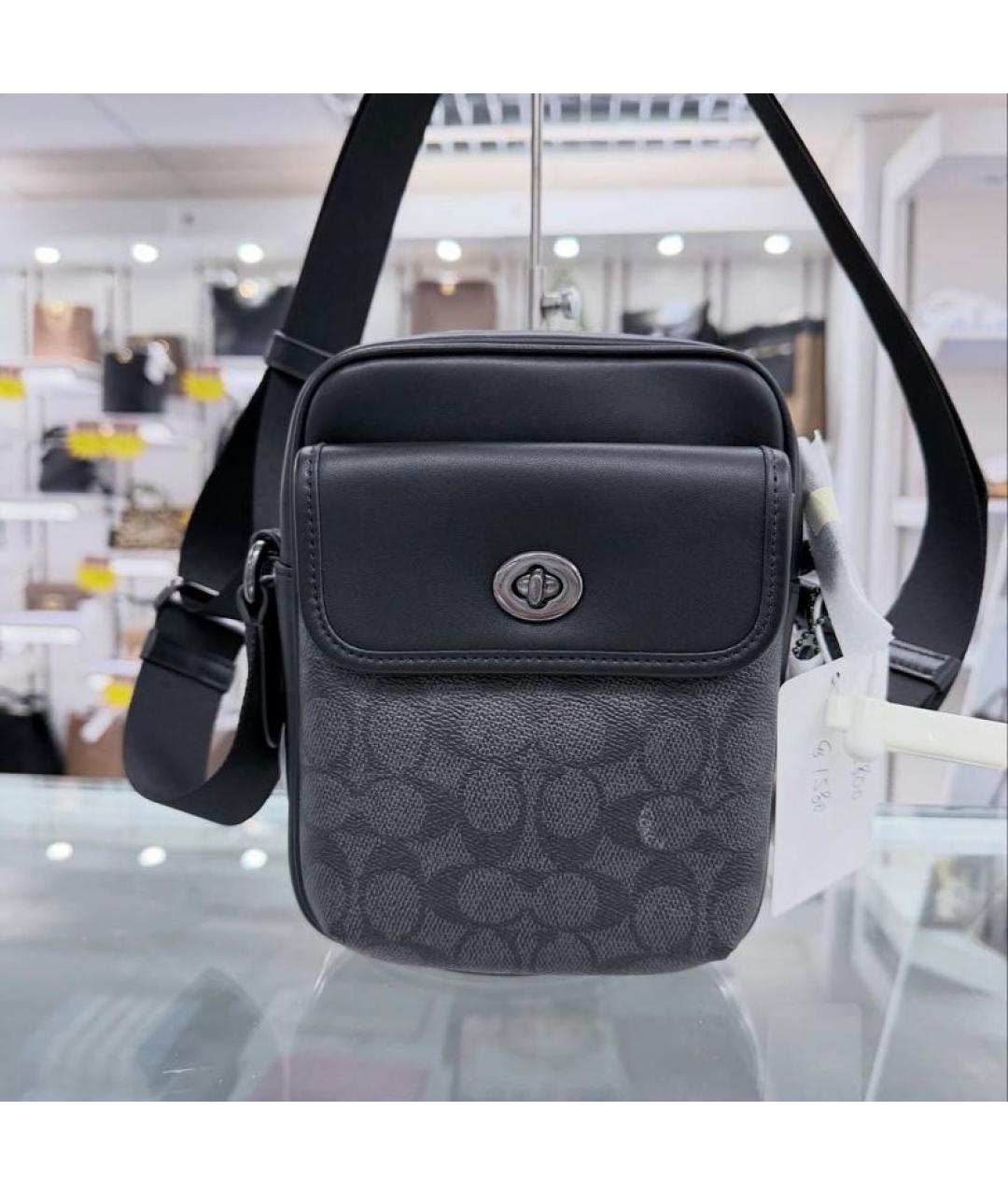 COACH Черная кожаная сумка на плечо, фото 8