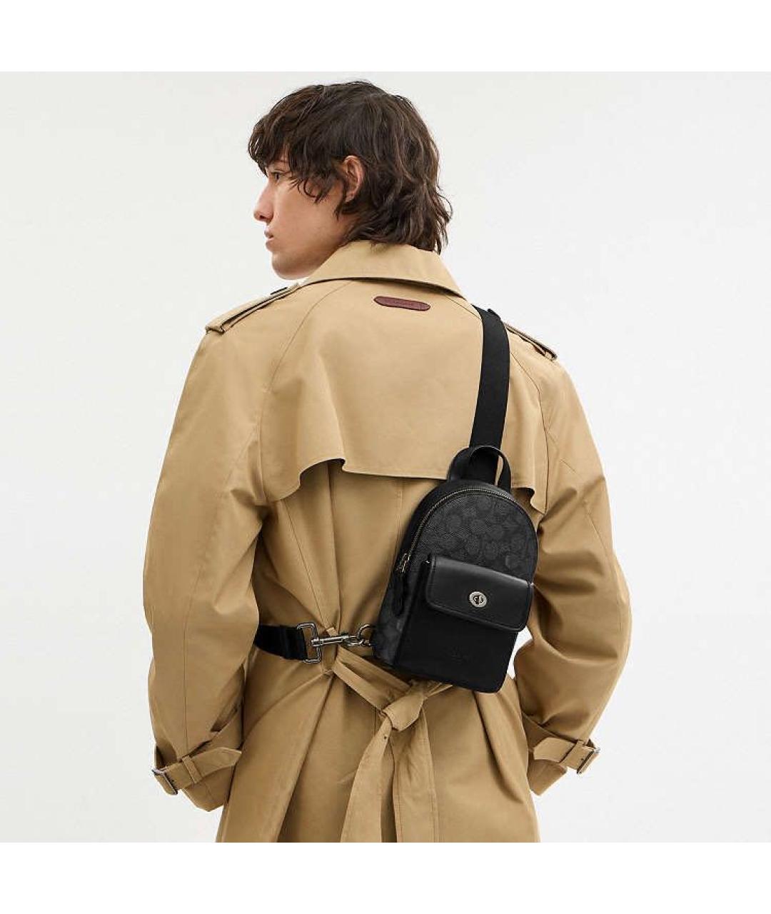 COACH Черная кожаная сумка на плечо, фото 7