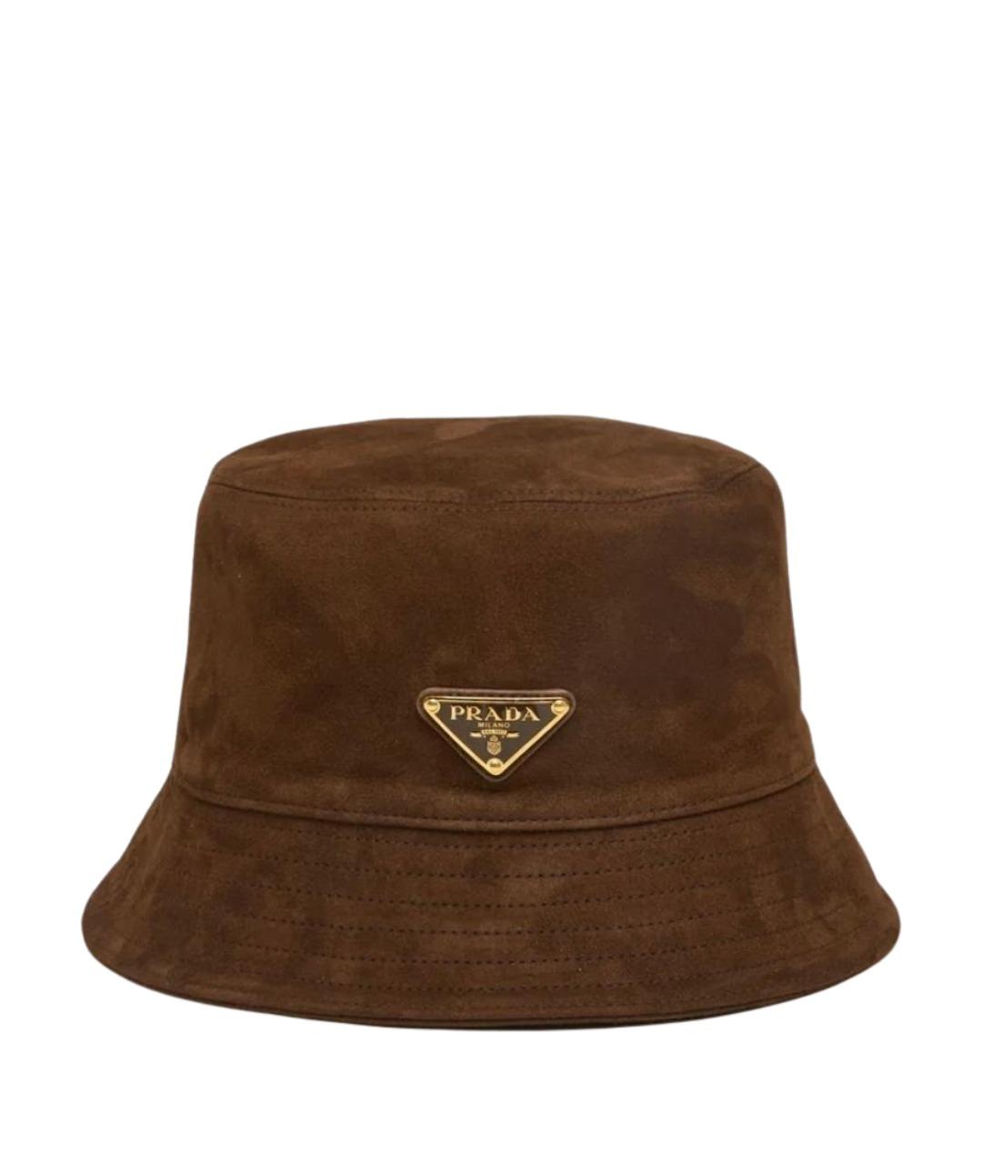 PRADA Коричневая кожаная панама, фото 1