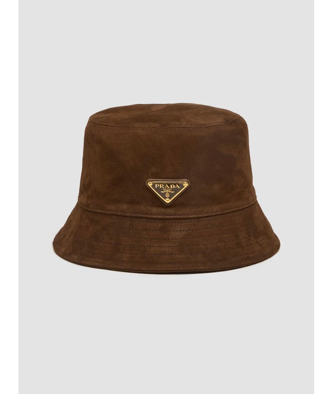 PRADA Коричневая кожаная панама, фото 5