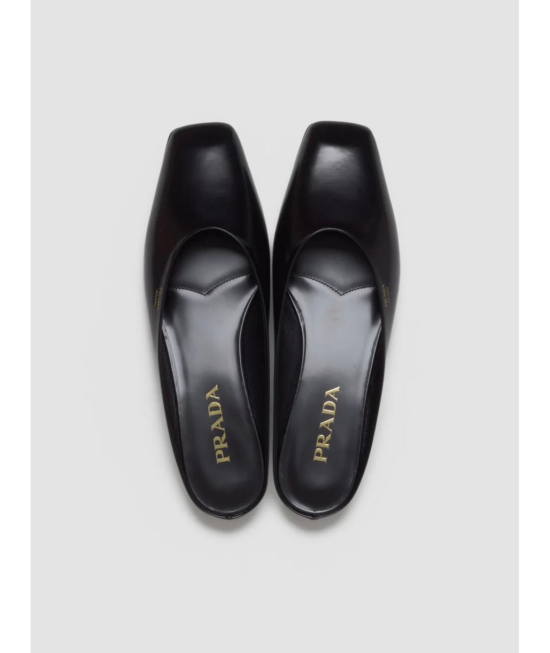 PRADA Черные кожаные мюли, фото 3