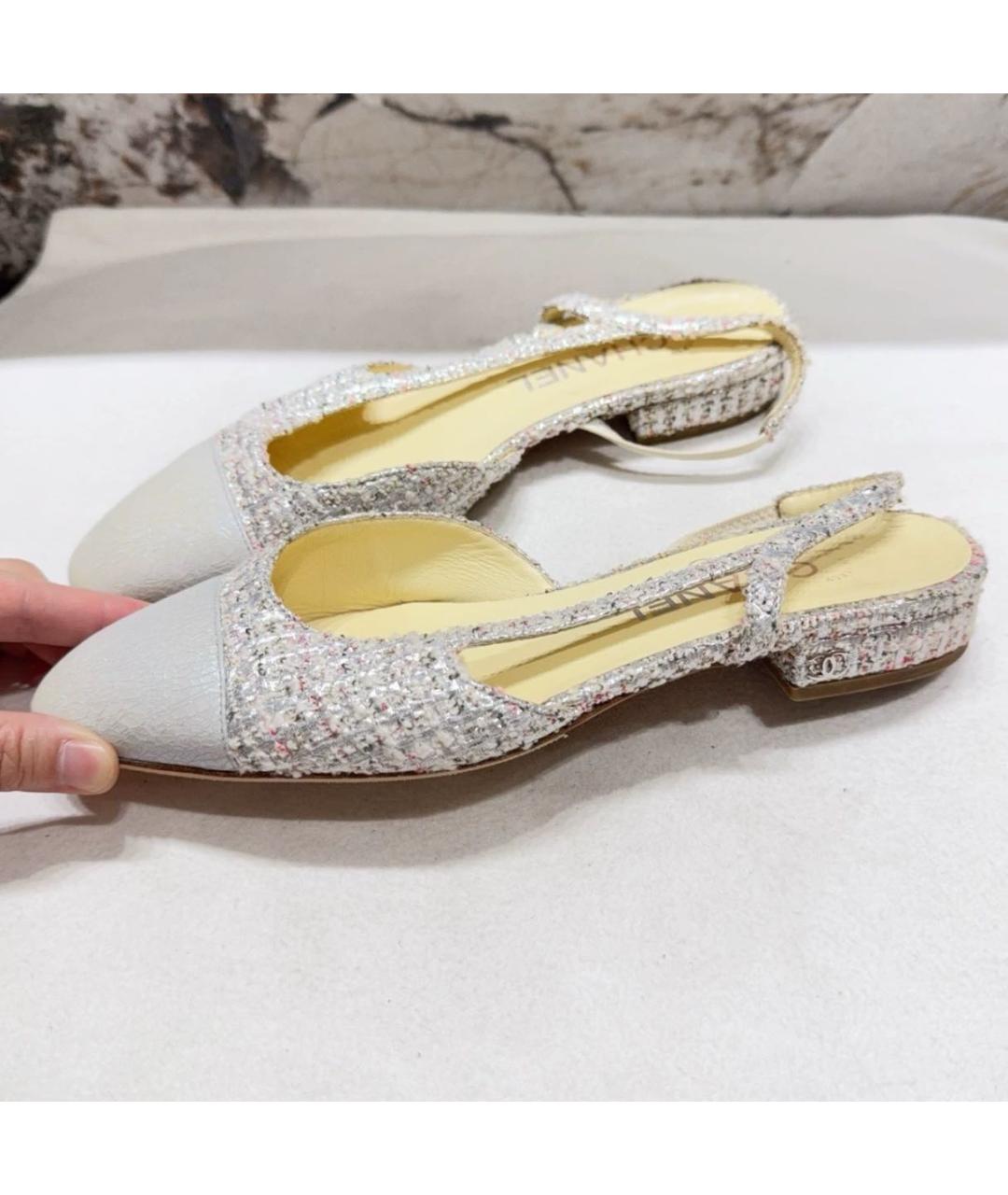 CHANEL Белые кожаные балетки, фото 5