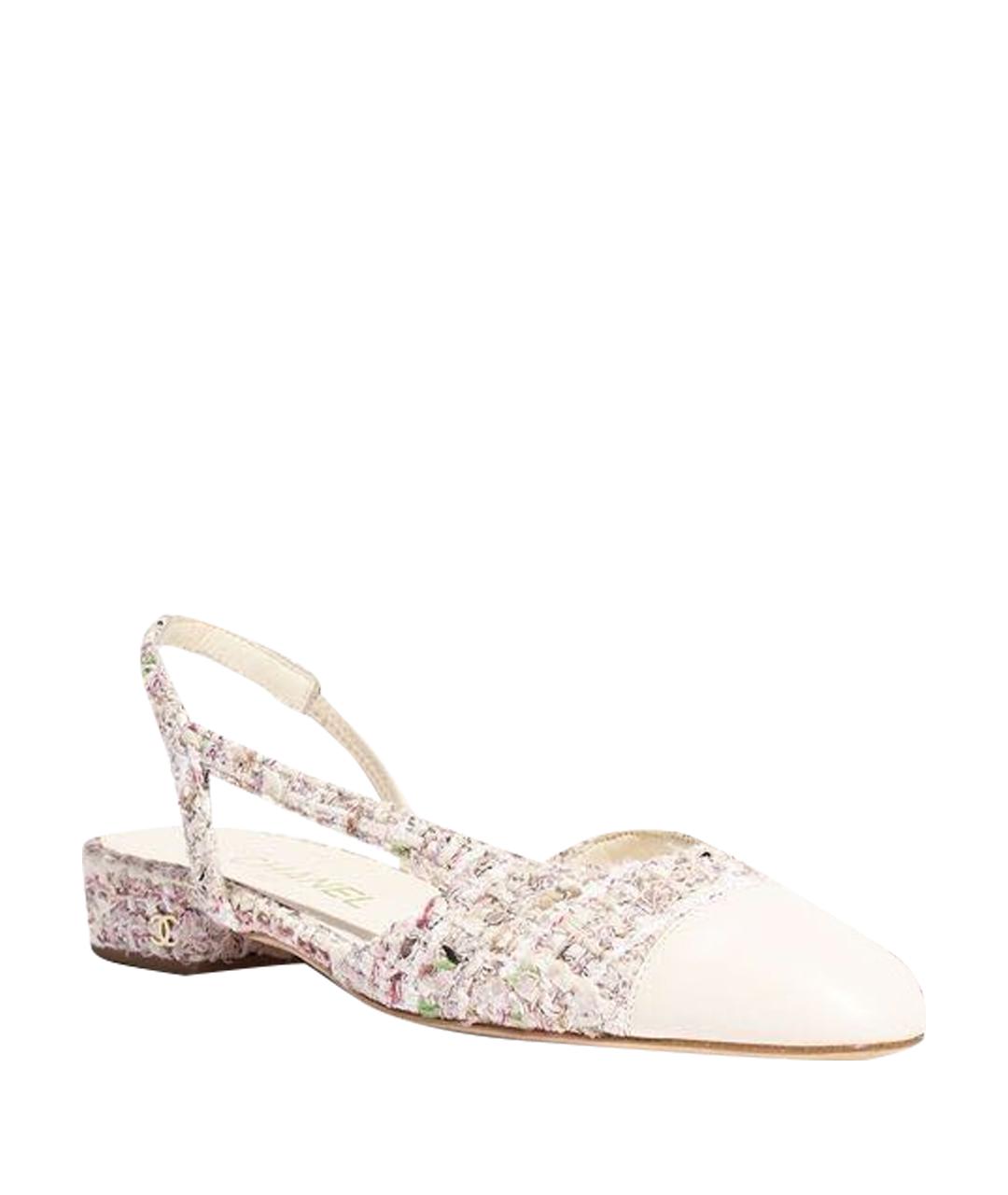 CHANEL Белые кожаные балетки, фото 1