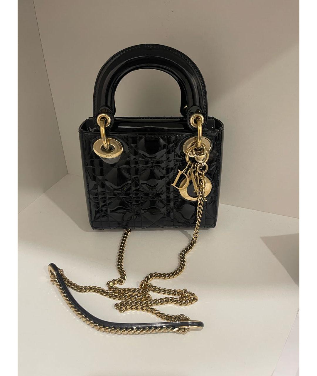 CHRISTIAN DIOR Черная сумка с короткими ручками из лакированной кожи, фото 2