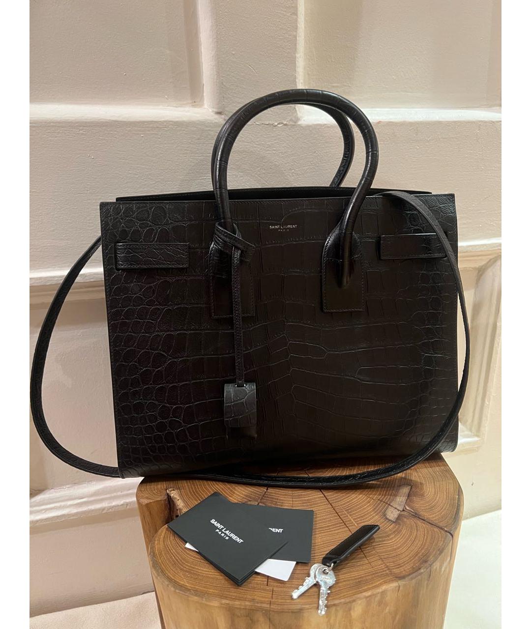 SAINT LAURENT Черная кожаная сумка через плечо, фото 7