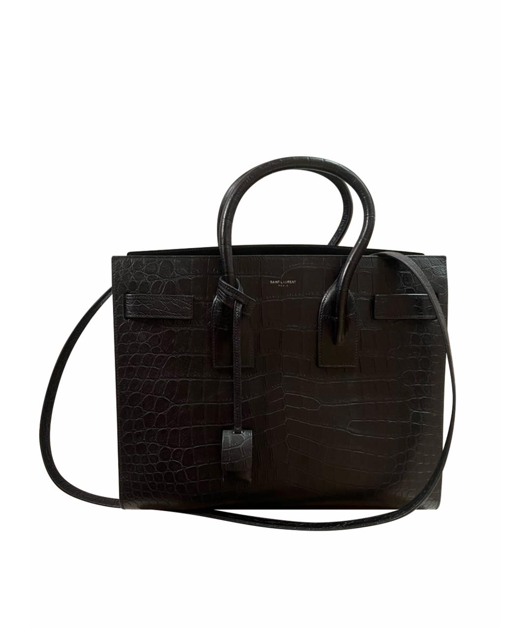 SAINT LAURENT Черная кожаная сумка через плечо, фото 1