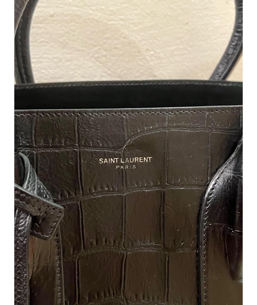 SAINT LAURENT Черная кожаная сумка через плечо, фото 2