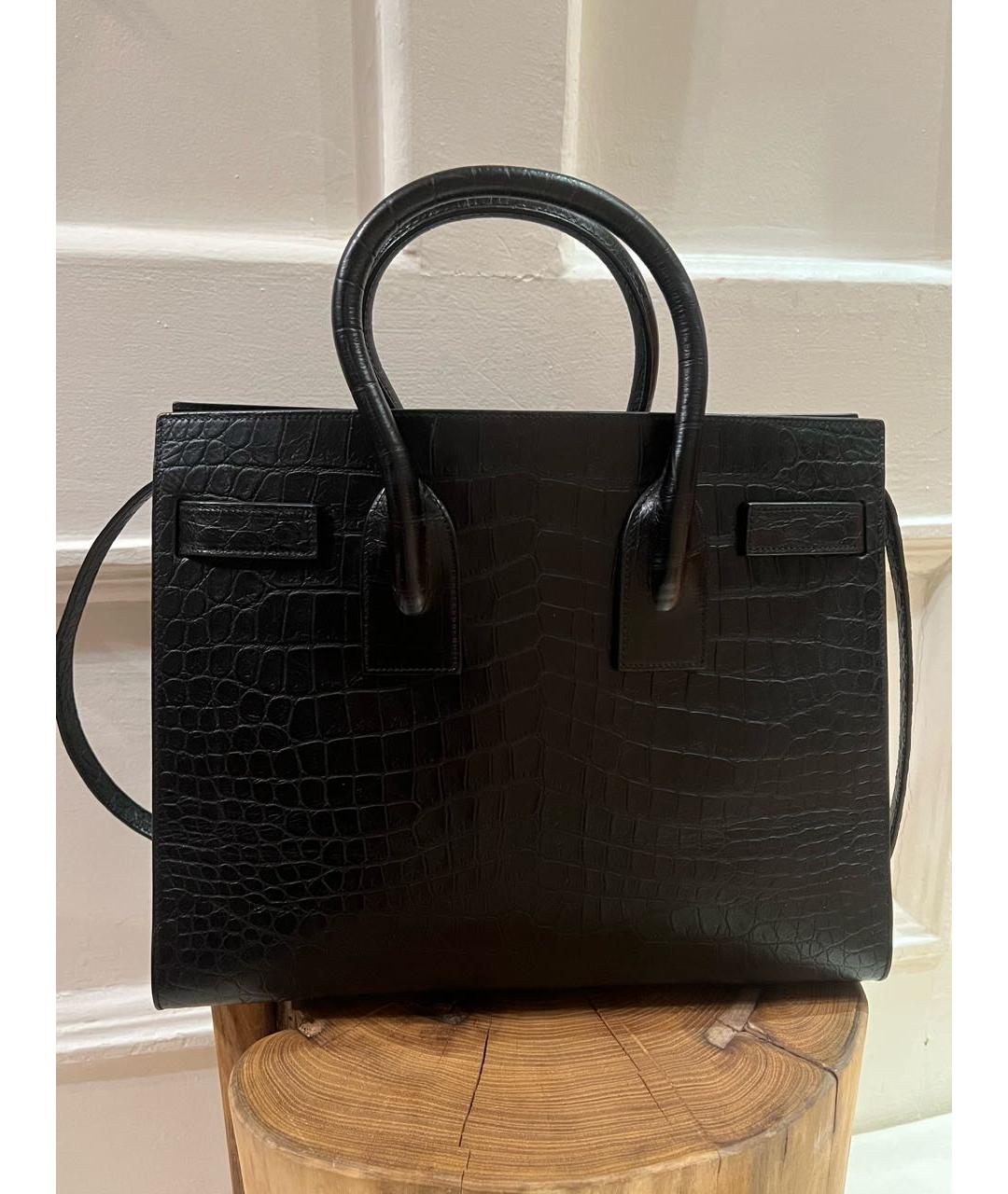 SAINT LAURENT Черная кожаная сумка через плечо, фото 3