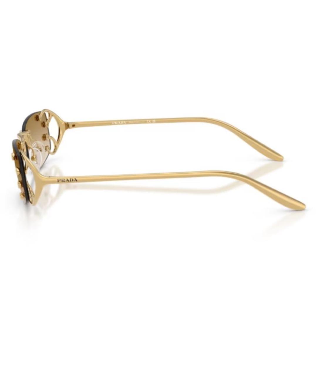 PRADA Золотые металлические солнцезащитные очки, фото 3