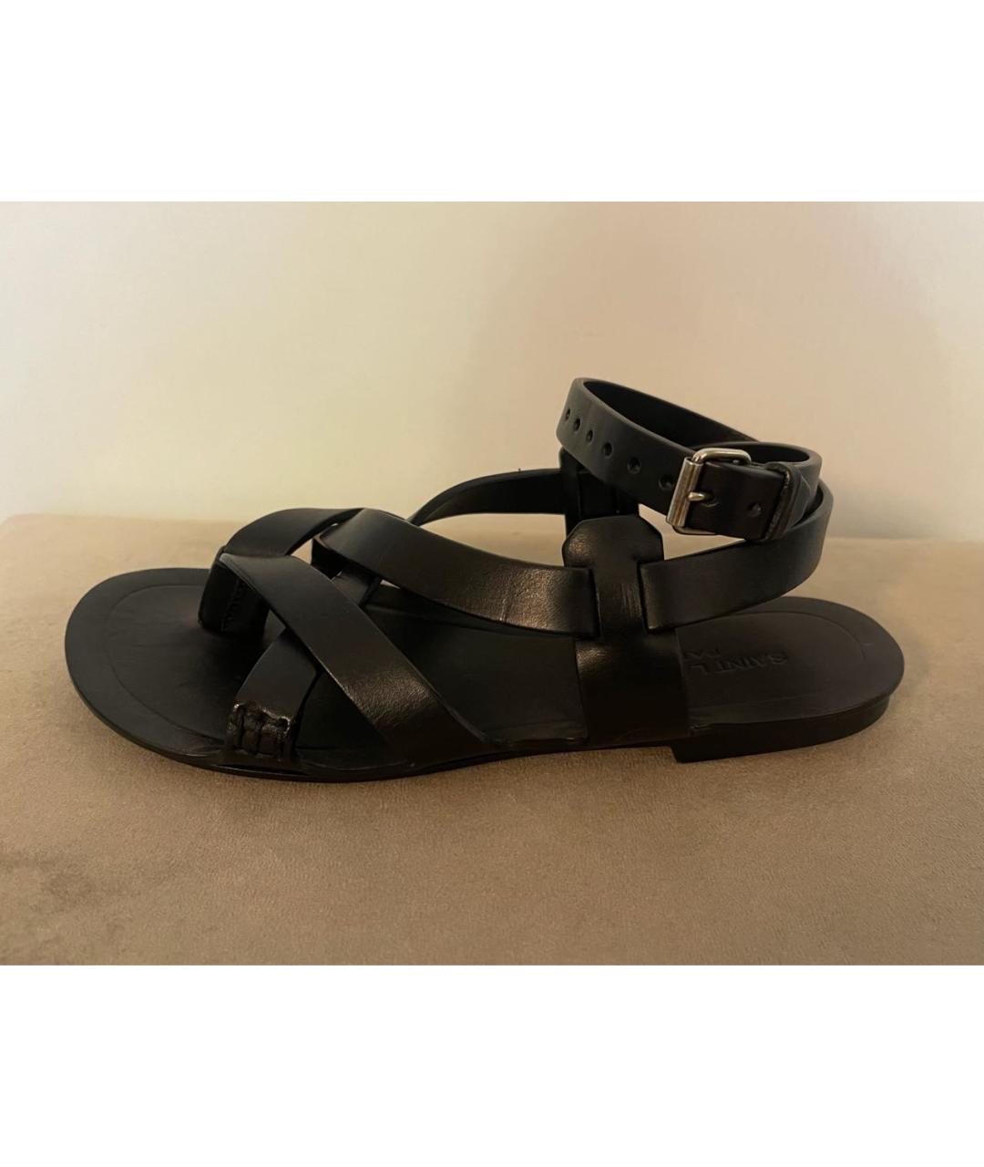 SAINT LAURENT Черные кожаные сандалии, фото 6