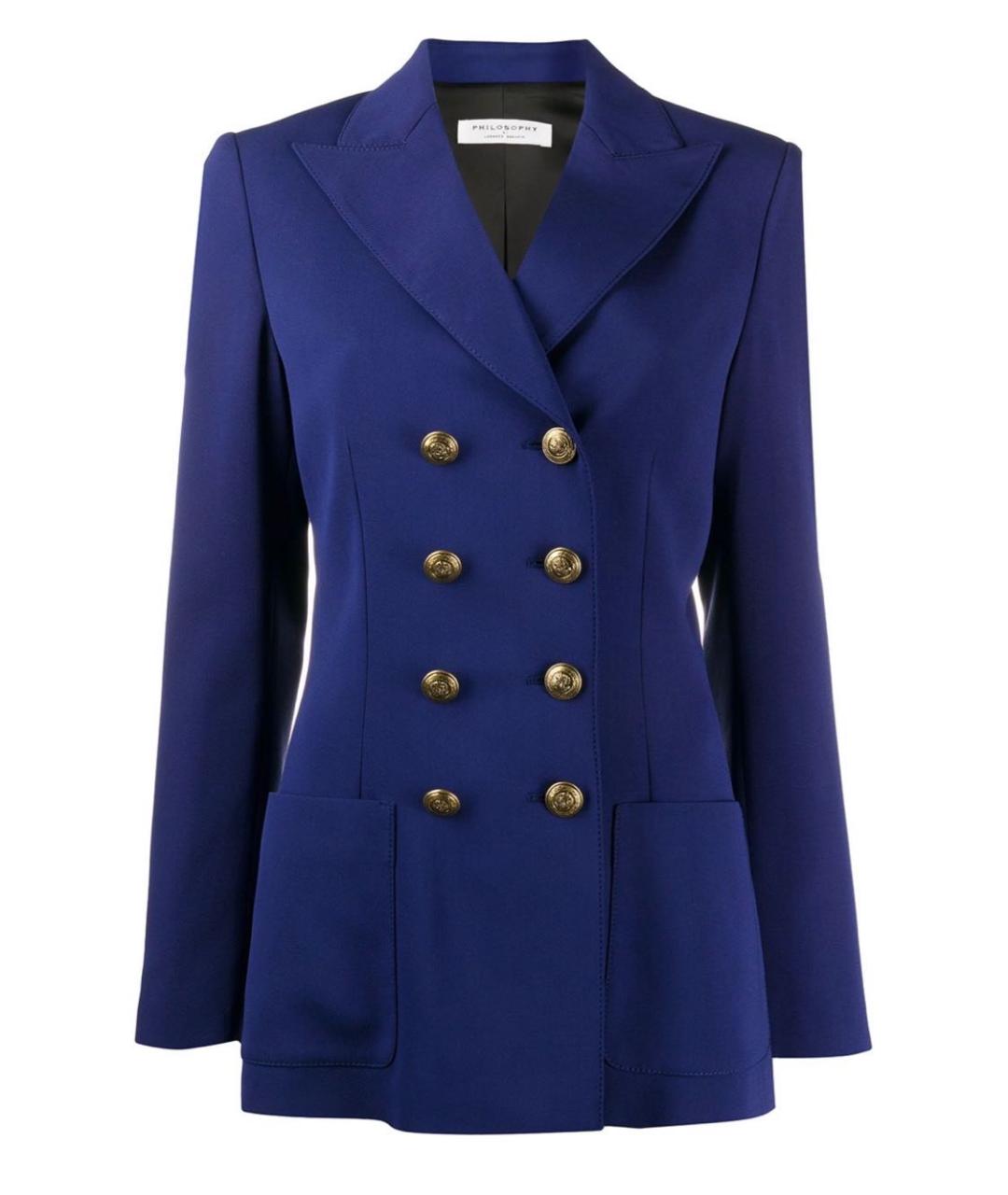 PHILOSOPHY DI LORENZO SERAFINI Темно-синий вискозный жакет/пиджак, фото 9