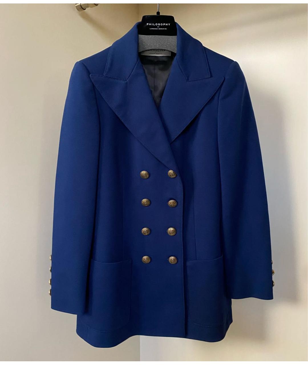 PHILOSOPHY DI LORENZO SERAFINI Темно-синий вискозный жакет/пиджак, фото 5